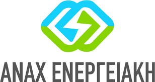 Logo of the organisation ANAX ENERGEIAKI with an abstract green and blue symbol and Greek lettering.