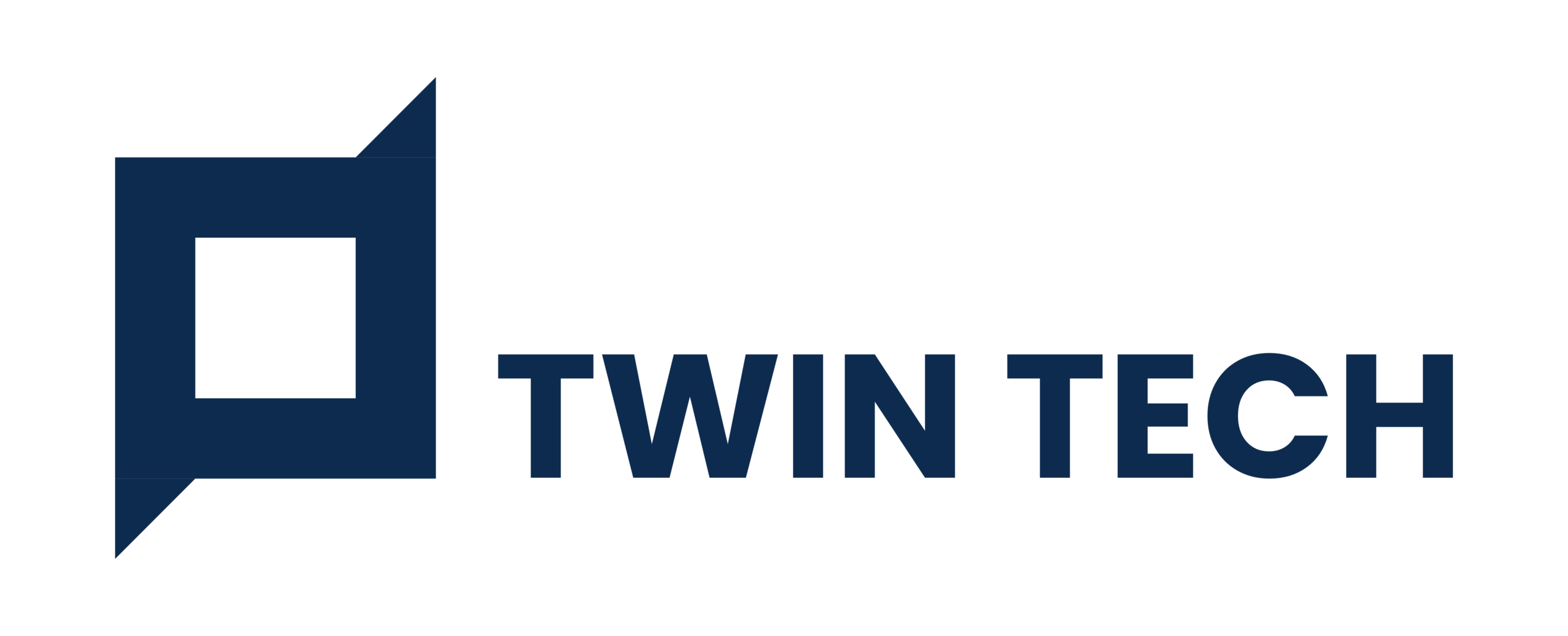 Logo des Erasmus+-Projekts TWIN TECH mit dunkelblauem, abstraktem Symbol und dem Schriftzug ‚TWIN TECH